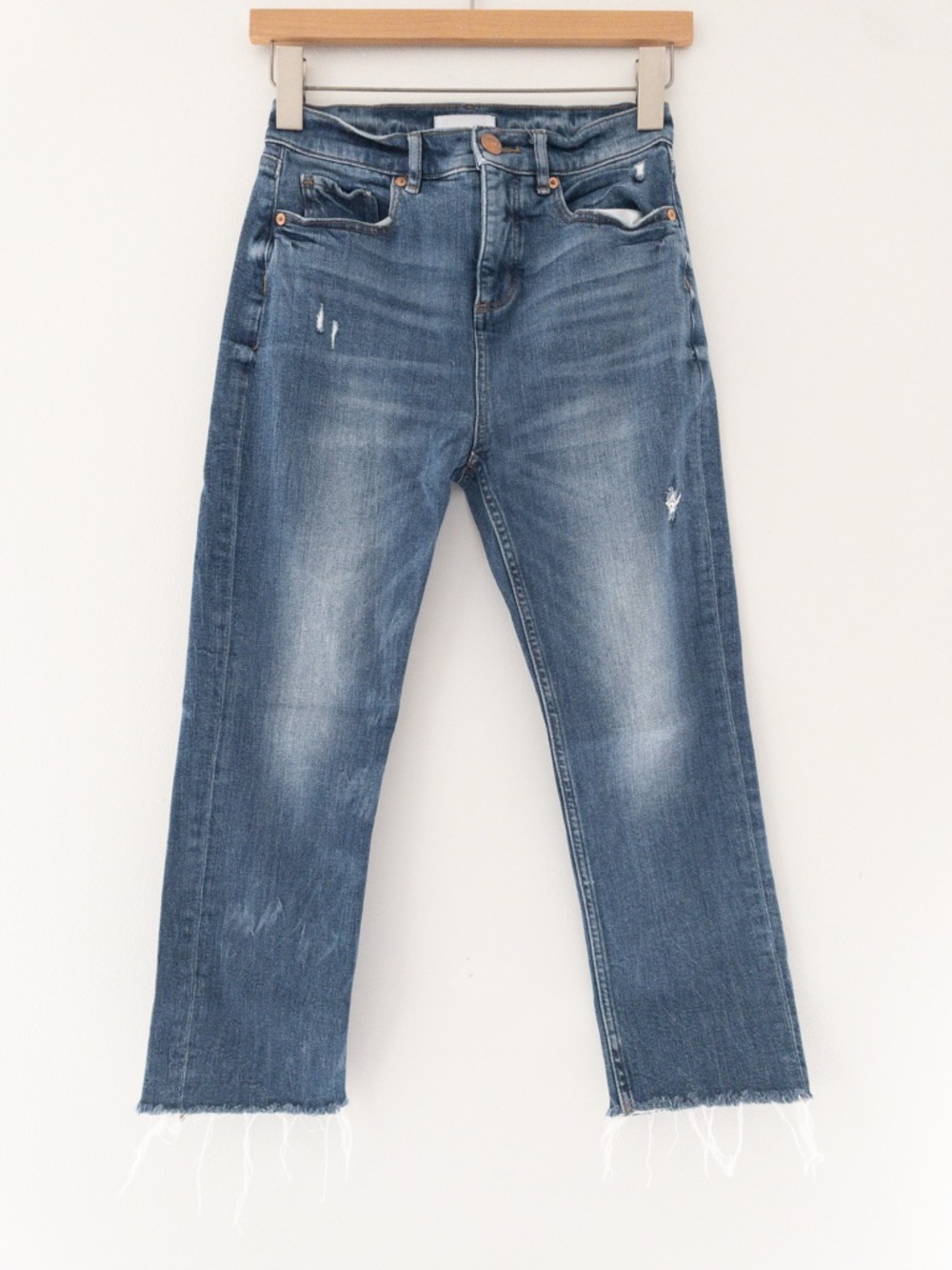 Loft Fray Hem High Waist Straight Crop Jeans